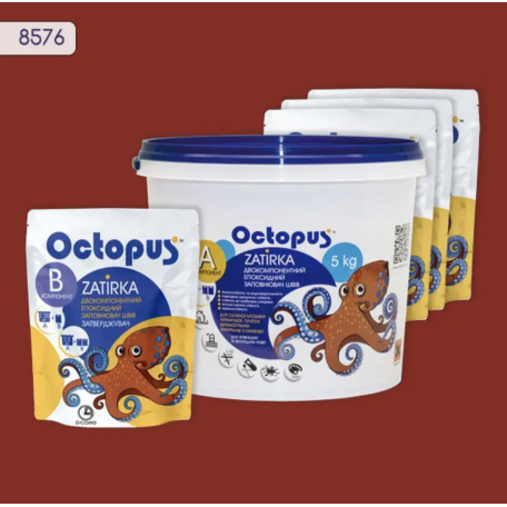 Двокомпонентна епоксидна фуга Octopus Zatirka колір червоний 8576, 5 кг (8576-5)