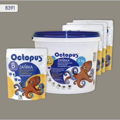 Двокомпонентна епоксидна фуга Octopus Zatirka колір сірий 8391, 5 кг (8391-5)