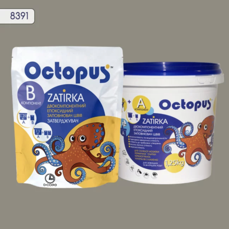 Двухкомпонентная эпоксидная затирка Octopus Zatirka цвет серый 8391 1,25 кг (8391-1)