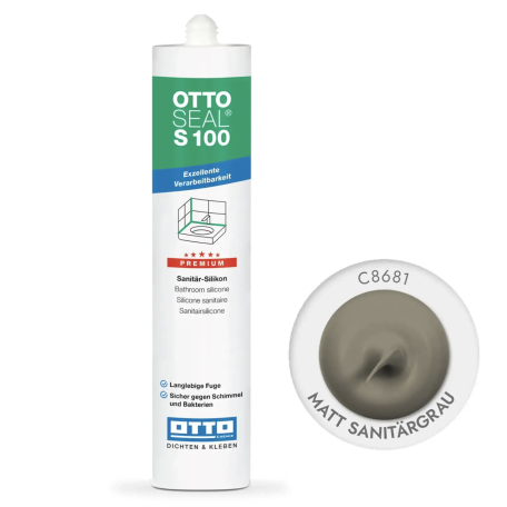Силиконовый герметик OttoSeal S100 C8681 (Matt Sanitargrau), 300 мм (S100C8681)