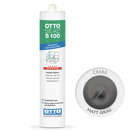 Силиконовый герметик OttoSeal S100 C8680 (Matt Grau), 300 мм (S100C8680)
