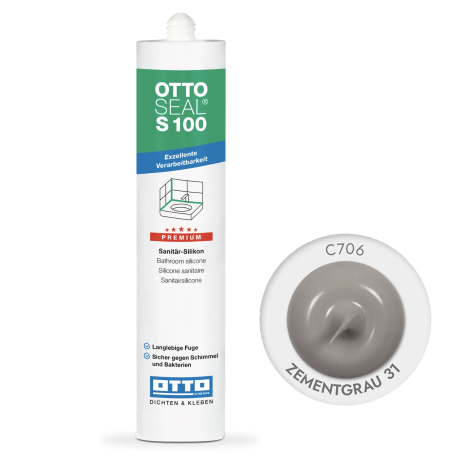 Силиконовый герметик OttoSeal S100 C706 (Zementgrau Nr 31), 300 мм (S100C706)