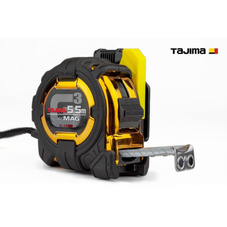 Рулетка строительная TAJIMA G3 LOCK SFG3GLM27-55BLL ударопрочная, магнитная, с держателем на пояс 27 мм х 5,5 м (1001-1885)