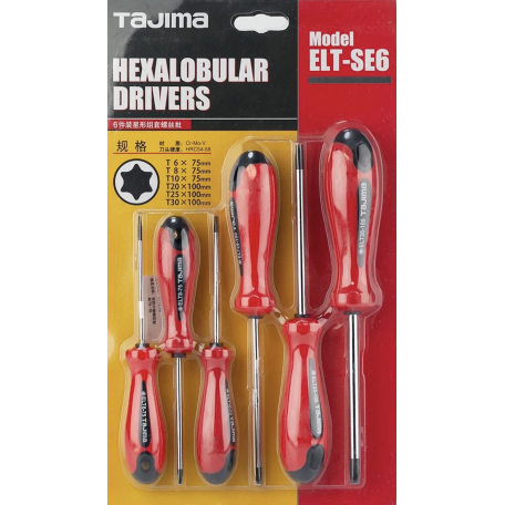 Набор отверток Tajima магнитные Torx (Т6, Т8, Т10, Т20, Т25, Т30) 6 шт. (1301-0697)