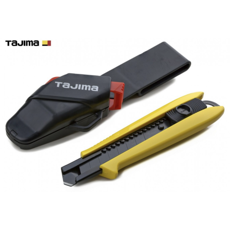 Нож строительный TAJIMA DC-L500YSFBL с выдвижным сегментным 18 мм + кобура (1101-1703)