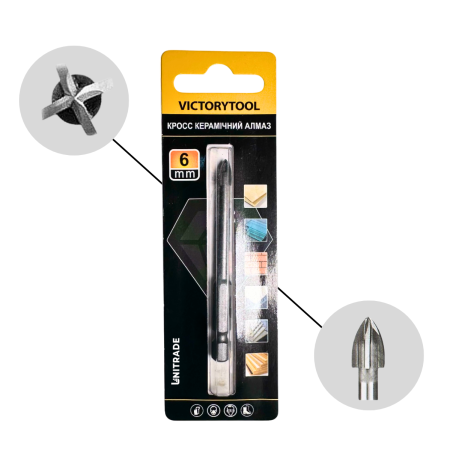 Сверло по плитке с шестигранным хвостовиком VICTORYTOOL 6 мм (П106)