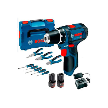 Аккумуляторная дрель-шуруповерт GSR 12V-15 Bosch Professional, 2 акб, з/у, набор инструментов в кейсе (060186810R)