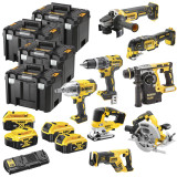 Аккумуляторный набор инструментов DeWALT (8 инструментов, 18 В, 4×5 Ач, TSTAK) (DCK865P4T)
