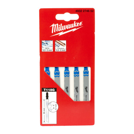 Полотна для лобзика T118G MILWAUKEE, 5 шт (4932274652)
