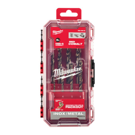 Набор сверл по металлу кобальтовых MILWAUKEE HSS-Co PACKOUT, DIN338, (8шт) (3-10мм) (4932499256)