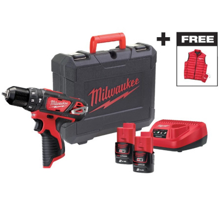 Дрель-шуруповерт аккумуляторная ударная MILWAUKEE M12 BPDMC-202C (30 Нм) + жилетка (4933499465)