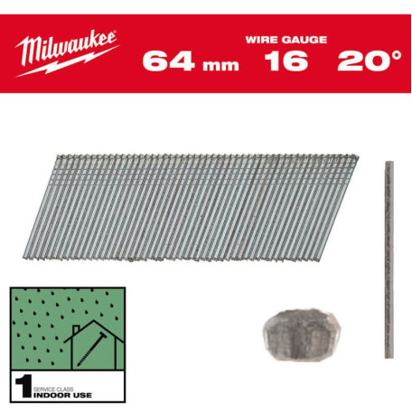 Набор гвоздей для нейлера MILWAUKEE 15G/20°/45мм, 2000 шт (4932492586)