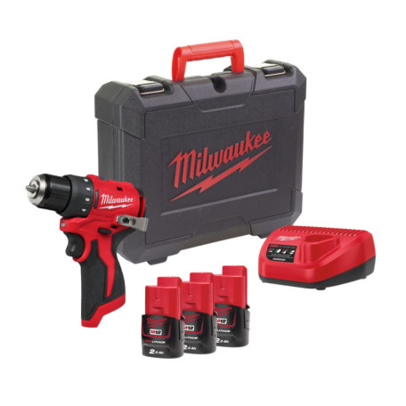 Компактная дрель-шуруповерт Milwaukee M12 BLDDRC-203C (ЗУ+3акк.Х2Ач+кейс) (4933499685)