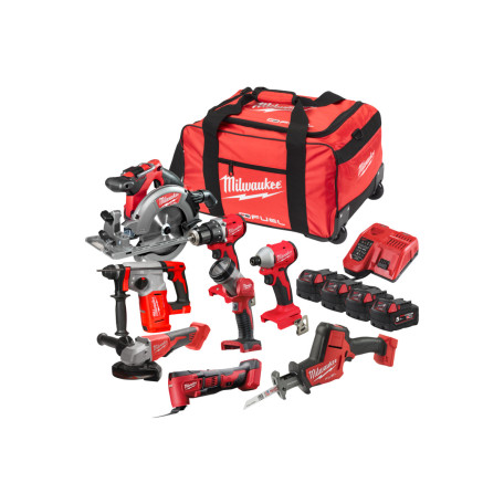 Набор аккумуляторных инструментов MILWAUKEE M18 FPP8D-504B (8 инструментов + 4 аккумулятора + зарядное + сумка XL) (4933498562)