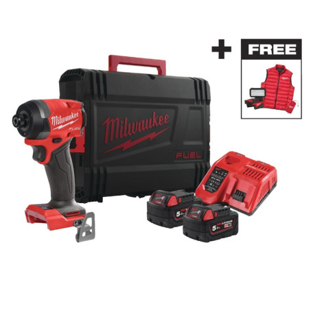 Шуруповерт ударный аккумуляторный бесщёточный MILWAUKEE (226 Нм) M18 + фонарь + жилетка (4933499450)