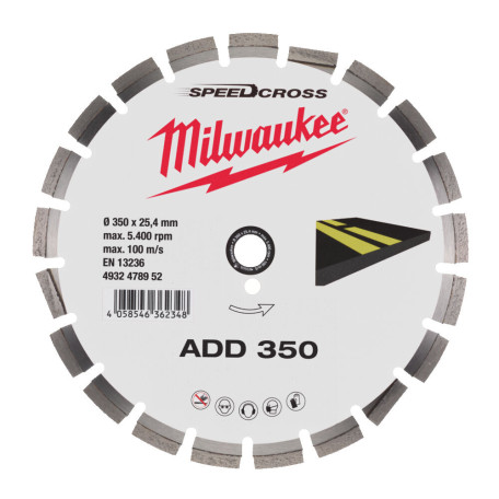 Диск алмазный Speedcross MILWAUKEE ADD 350, 350 мм (асфальт) (4932478952)