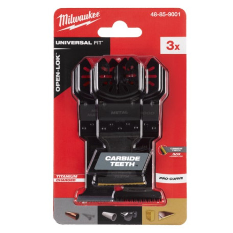Набор полотен для мультитула Bi-Metal Carbide OPEN-LOK™ MILWAUKEE WM (3шт)