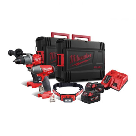 Набор аккумуляторных инструментов MILWAUKEE (M18 FPD2 + M18 FIWF12 + L4 HL-201)  (4933478675)