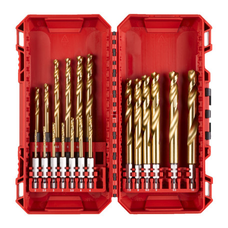 Набір свердлів по металу RedHEX SHOCKWAVE HSS-TiN MILWAUKEE CB, діаметри 2-10 мм, (4932499763)