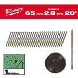 Гвозди с кольцевой накаткой MILWAUKEE, 2,8х7,4мм/20 градусов/65мм, 2000шт (4932492587)