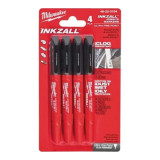 Маркер Milwaukee InkZAll для будмайданчика ультра-тонкий, чорний 4 шт. (48223154)