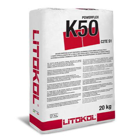 Клей на цементной основе Litokol POWERFLEX K50 C2TES1 20 кг, белый (K50B0020)