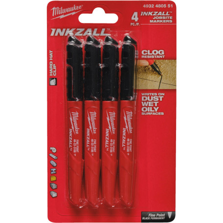 Набор маркеров INKZALL для стройплощадки тонкий - 4 ед. MILWAUKEE (4932480551)