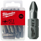 Біти для шуруповерта PZ3 MILWAUKEE SHOCKWAVE 25 мм, 25 шт (4932399591)