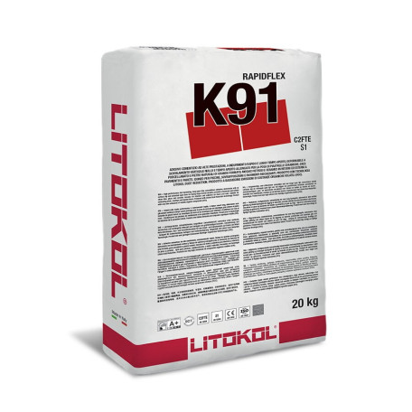 Клей на цементной основе Litokol Rapidflex К91 20 кг C2FТES1, белый (K91B0020)