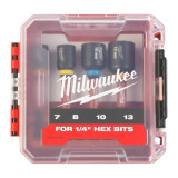 Набор магнитных головок MILWAUKEE 1/4 для ударных работ Shockwave (7-8-10-13мм), 4 шт (4932492445)