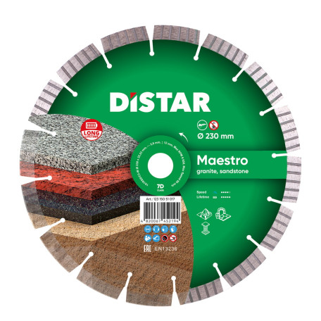 Диск алмазный DISTAR MAESTRO 230 мм для природного камня/гранита/мрамора/кирпича/песчаника (10115535013)
