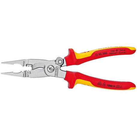 Многофункциональные клещи с пружиной Knipex VDE для электромонтажных работ (13 96 200)