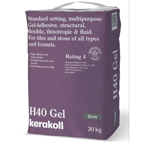 Клей для плитки всех типов и размеров Kerakoll H40 Gel Grey 20 кг, серый (H40G)